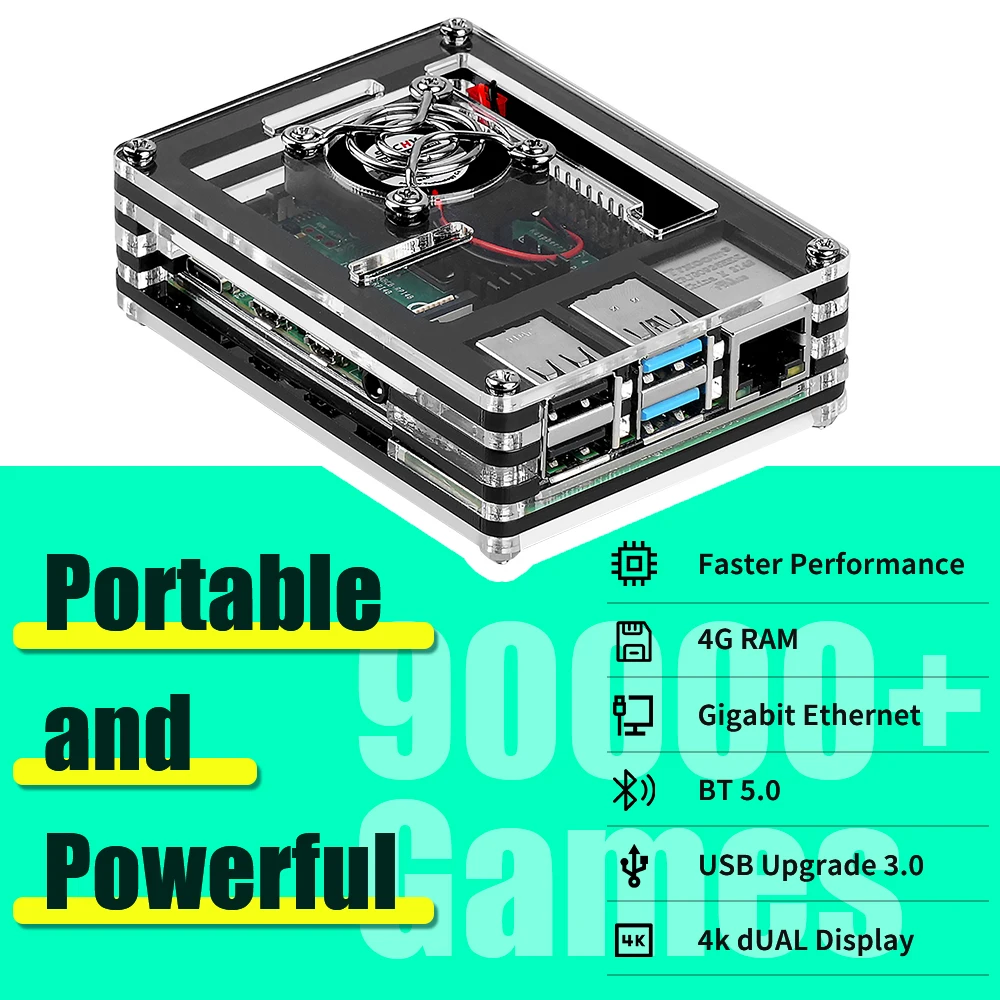 Imagem -02 - Console Retro do Videogame Raspberry pi Modelo b 4g Ram o Mais Recente Sistema Operacional Batocera 40 Saída 4k com 90000 Mais Jogos Psp Ps1 dc N64 Mame