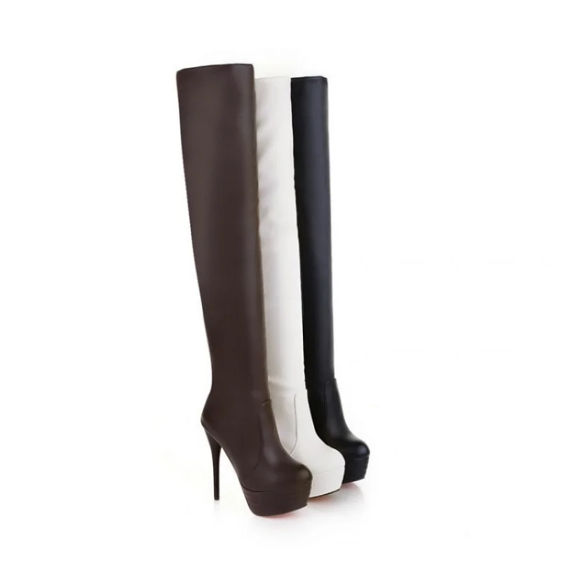 510456   Factoryebay Nightclub over-the-Knee Boots Stiletto Heel Platform Soft Noodle Large and Small Size Women's Boots m-6Wome