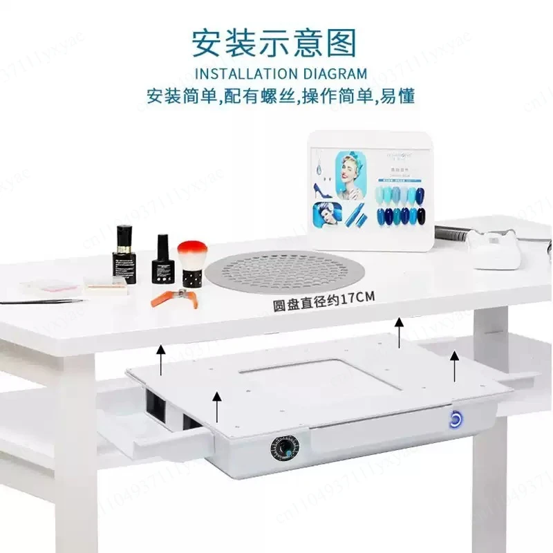 100W white quad turbo adjustable speed nail art table vacuum cleaner, embedded vacuum cleaner