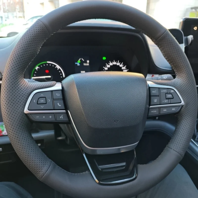 

Custom Car Steering Wheel Cover Genuine Leather For Toyota Sienna 2021 2022 Highlander 2020 Steering Wheel Braid Car Accessory