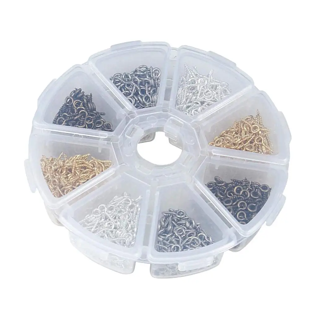 800 Pieces Alloy Screw Eye Pin Set Eyelet Pegs Jewelry Tool Kit for Watch Bracelet Removal and DIY Crafts