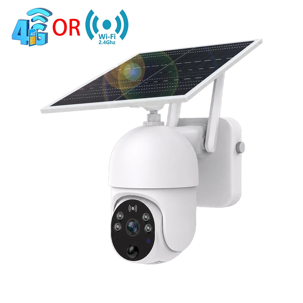 2K 3MP 4G OR WiFi Battery Solar Powered PIR Motion Detection Home Yard Barn Security PTZ Camera Outdoor Color Night Vision