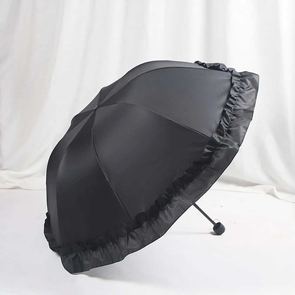 Vintage UV-Sonnenschirm für Damen, eleganter faltbarer Spitzenschirm für Reisen und Cosplay, Kuppel-Foto-Requisiten (mit Handtasche)