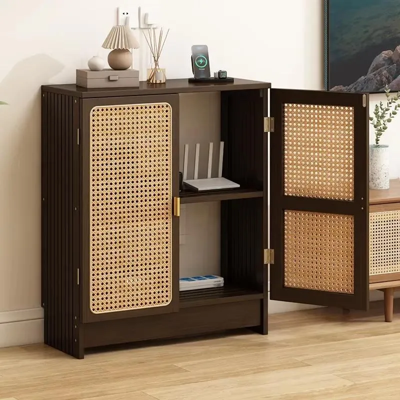 Wireless Router Cabinet Modern Floor Standing TV Console Ventilation WiFi Modem & Cable Organizer Minimalist Living Room