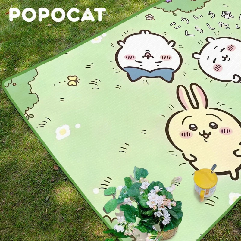 Chiikawa Kawaii Cartoon Thickened Picnic Mat Moisture Proof Fabric Foldable Portable For Outdoor Beach Camping Activity Use