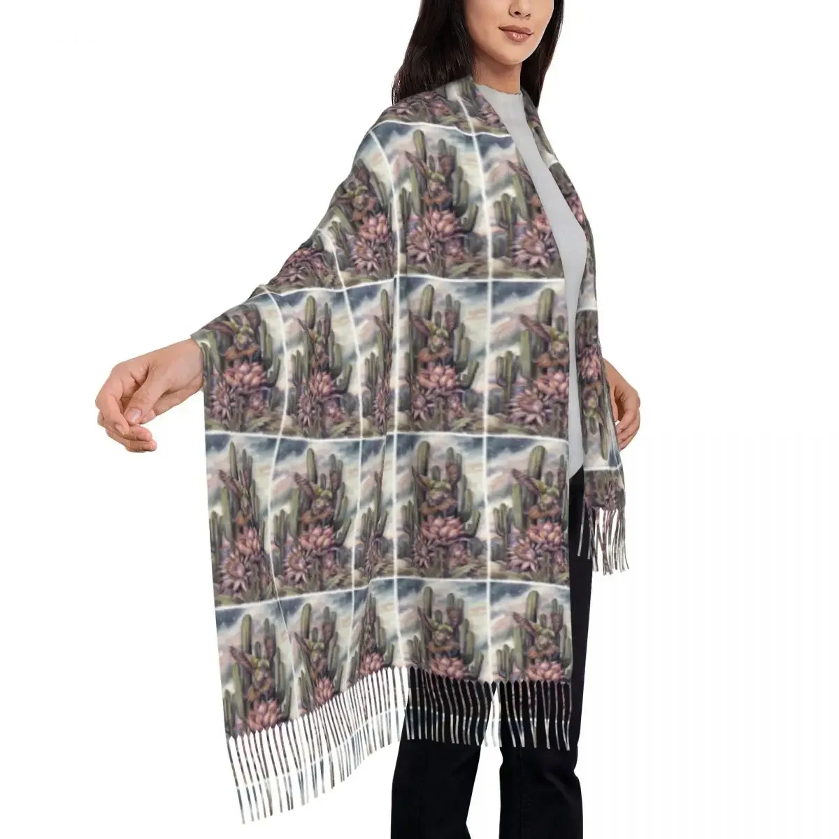 Hummingbird Standing On A Cactus Womens Warm Winter Infinity Scarves Set Blanket Scarf Pure Color