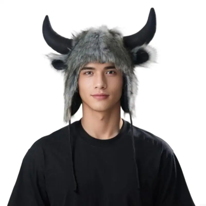 Horn Cap Coldproof Winter Hat For Women Men Unisex Outdoor Activity Cosplay Event Hat Halloween Costume Accessory 6XDA