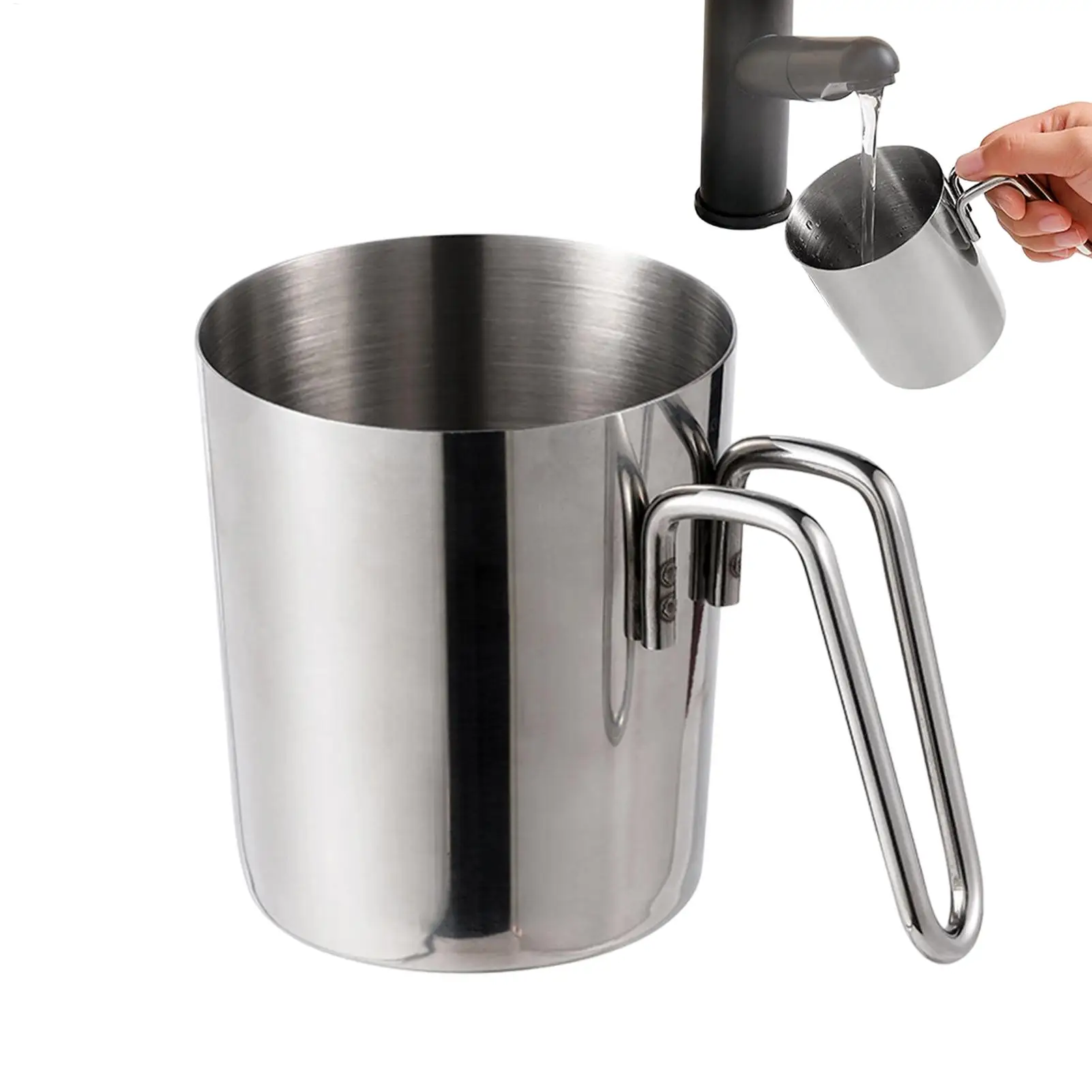 Easy Clean Stainless Steel Mouthwash Cup Anti-rust Inverted Rinse Cup with Handle Smooth Tooth Brushing Cup Household