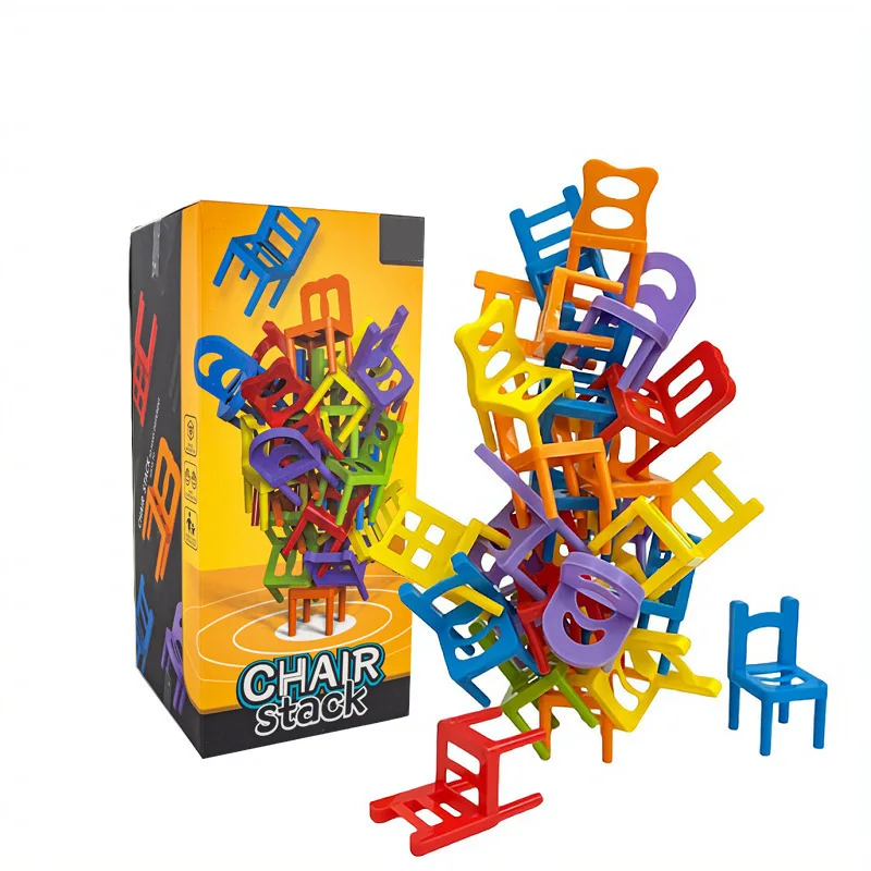 24pc Children's Puzzle Folding Chair Toy Parent-Child Interactive Game for Kids Chair Stack Party Game Juego Social