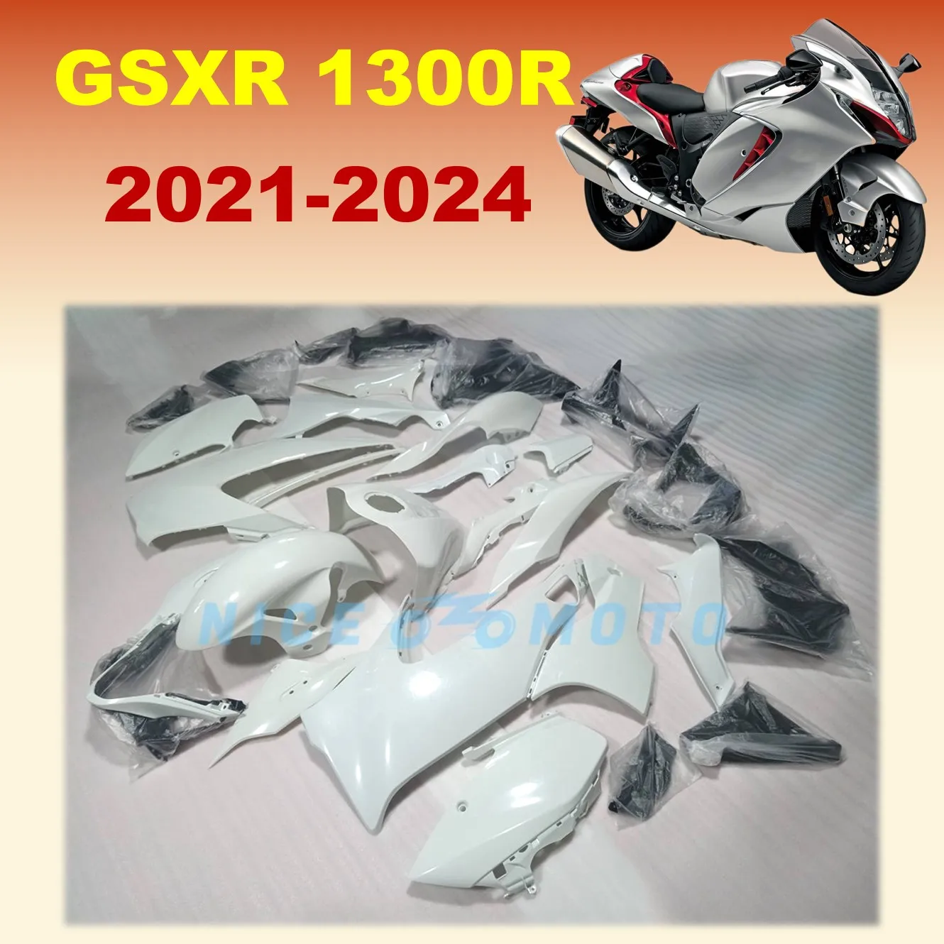 

Новый комплект обтекателей из АБС-пластика для SUZUKI GSXR1300 GSXR1300R 2021 2022 2023 2024, белый окрашенный цвет, обтекатель мотоцикла