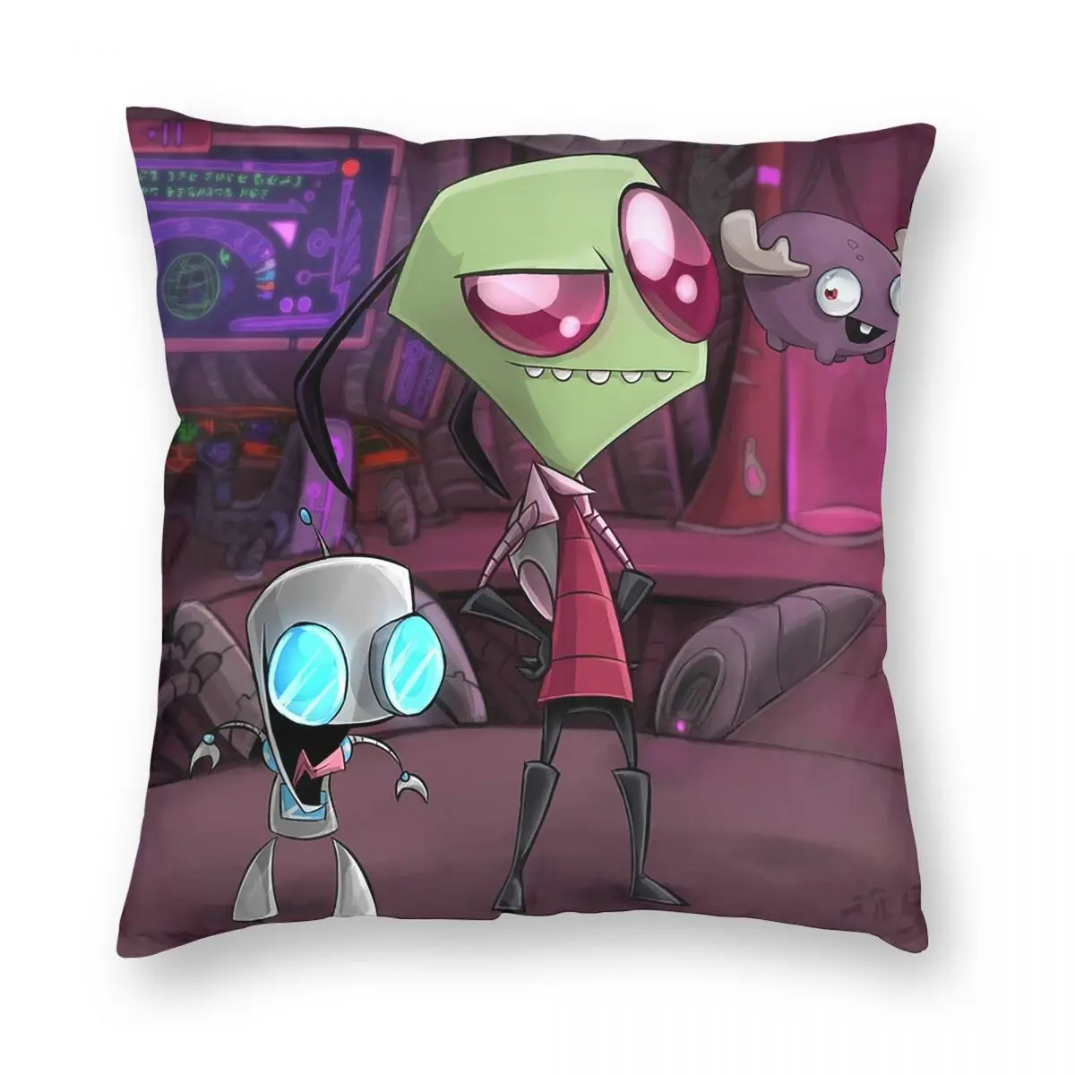Cartoon Invader Zim Gir Game Square Pillowcase Pillow Cover Cushion Zip Decorative Comfort Throw Pillow for Home Car