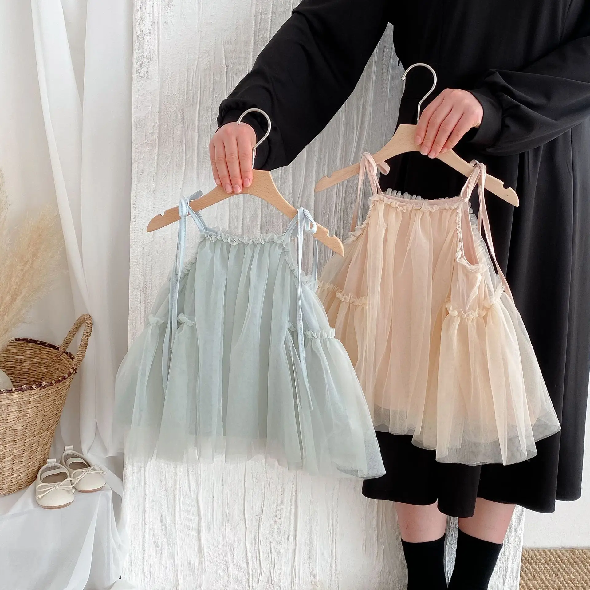 0-3Y Summer Clothes Baby Girls Mesh Suspender Dress Sweet Ruffle Tulle Dress Birthday Party Toddler Princess Dress