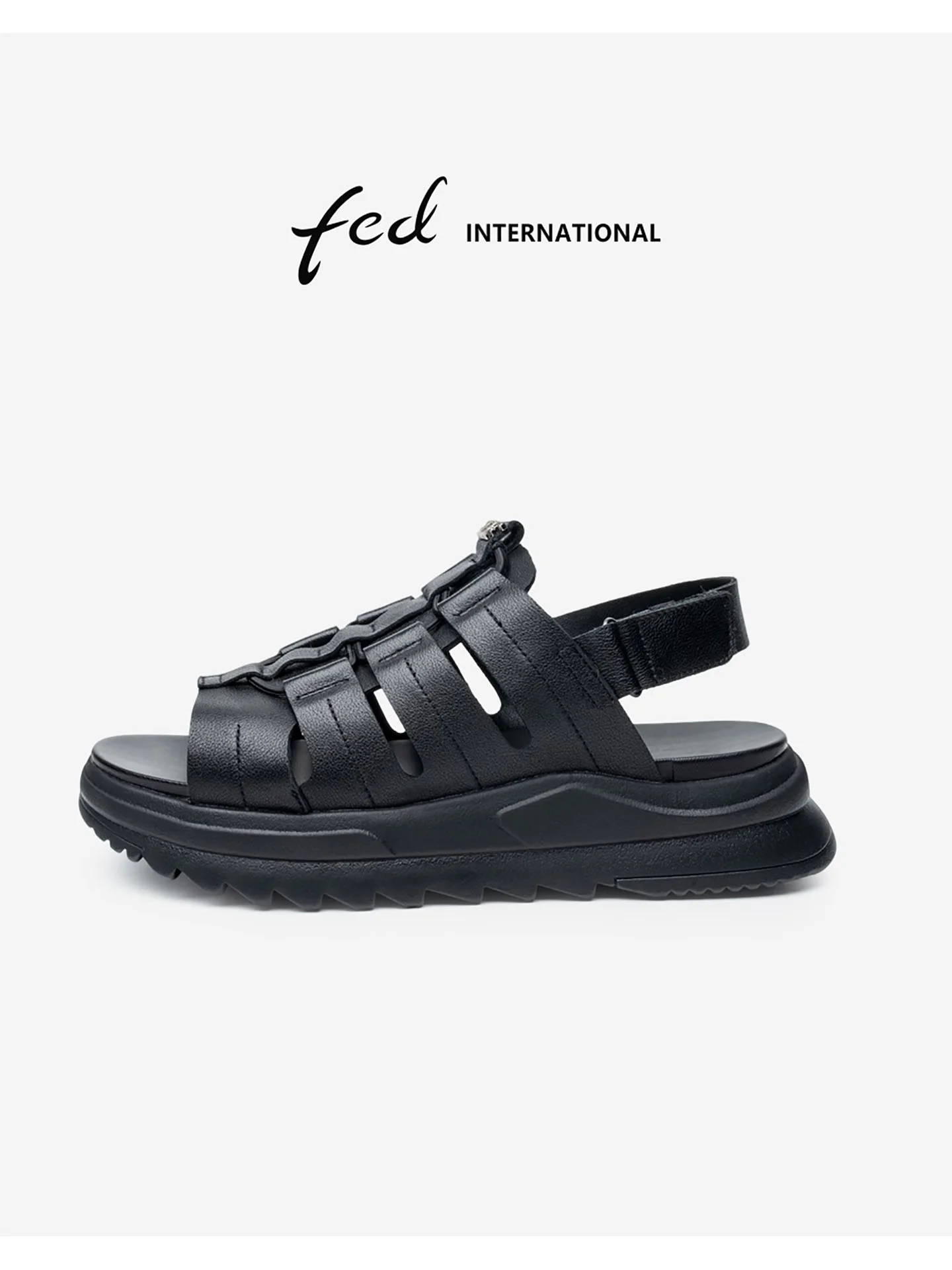 

Casual Leather Sandals Outdoor Anti-Slip Men's Summer New Sle FED Head Layer Cowhide Genuine Leather Beach oes