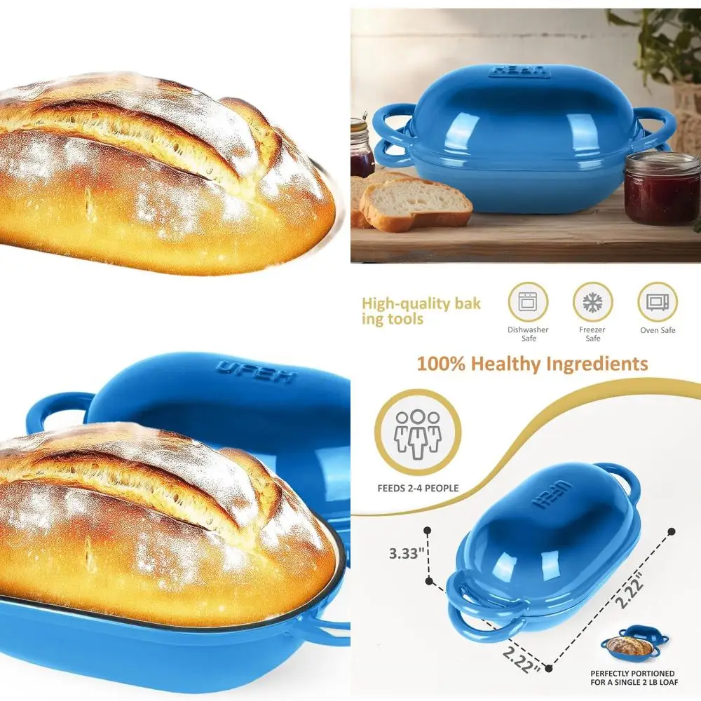 

Enameled Cast Iron Dutch Oven, 2 QT, Ideal for Sourdough, Artisan Breads, Oven & Stovetop Use, Blue