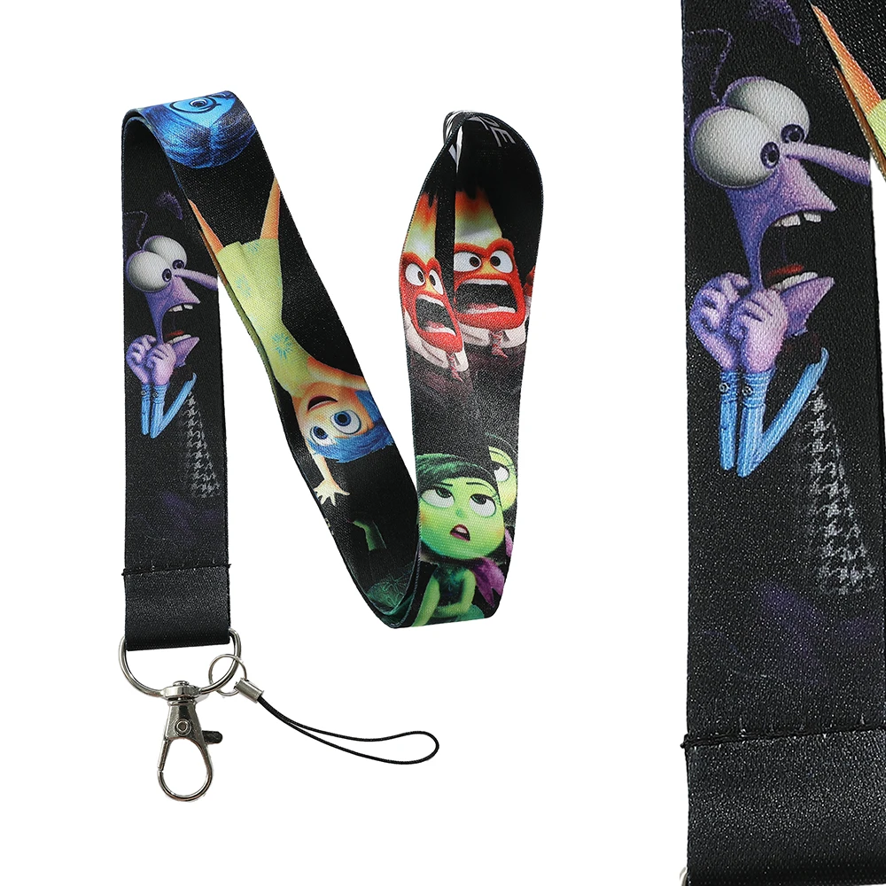 Disney Cartoon Anime Inside Out Lanyards Keyring Inside Out Multi-function Webbing Keychain For Women Men Accessriose Gifts