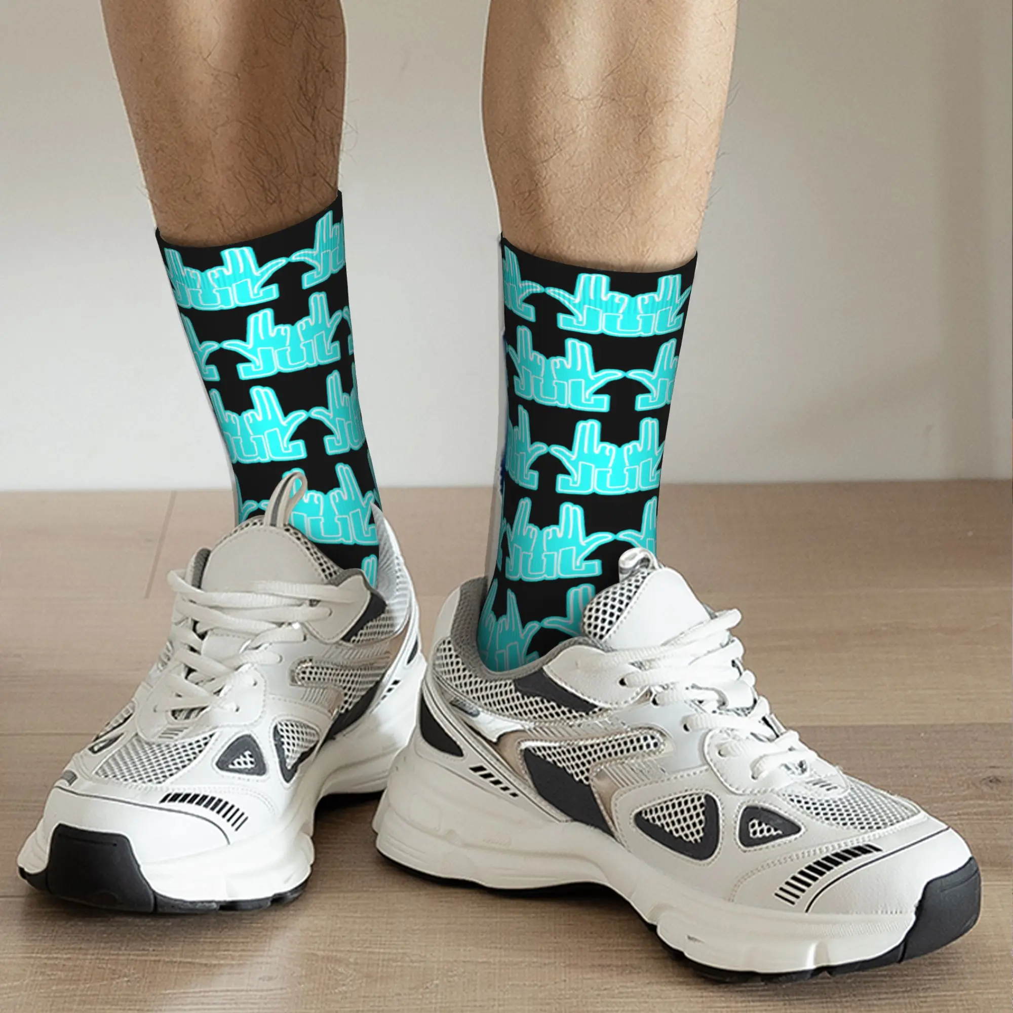 Custom Fun Mens Jul Rock Punk Logo Singer Dress Socks Unisex Comfortable Warm 3D Print Rapper Crew Socks