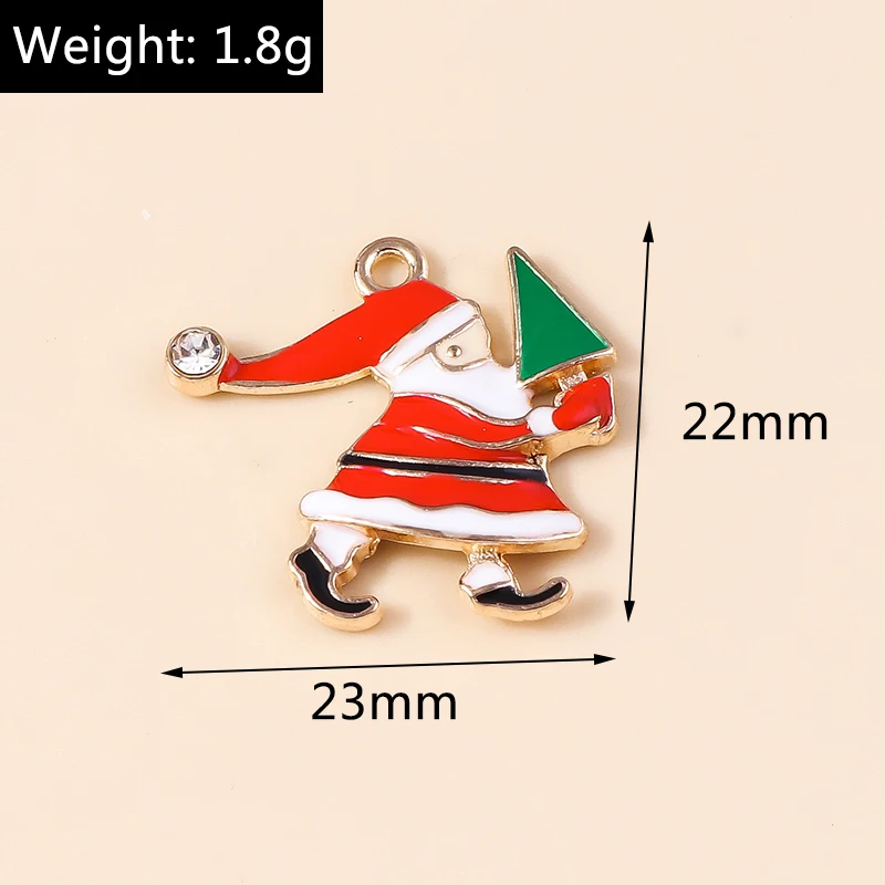 10 stücke Emaille Weihnachten Charme Lebkuchen mann Schneeflocke Schneemann Santa Anhänger für DIY Halskette Ohrring Schmuck Herstellung Zubehör – Detail 10