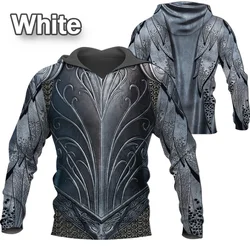 Sweat à capuche à manches longues imprimé chevalier médiéval pour hommes, pull de sport Harajuku, armure 3D, décontracté, drôle, mode