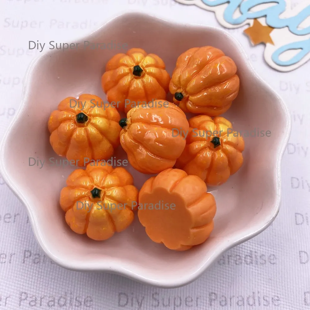 8PCS Resin Kawaii Colorful 3D Pumpkin Red Pepper Figurine Flat back Stone Cartoon Christmas Scrapbook DIY Halloween Decor Crafts