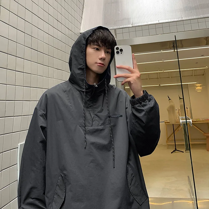 

Мужская куртка с капюшоном на молнии, повседневная верхняя одежда для активного отдыха, ветрозащитная, функциональная, спортивная, модный американский бренд, весна-осень