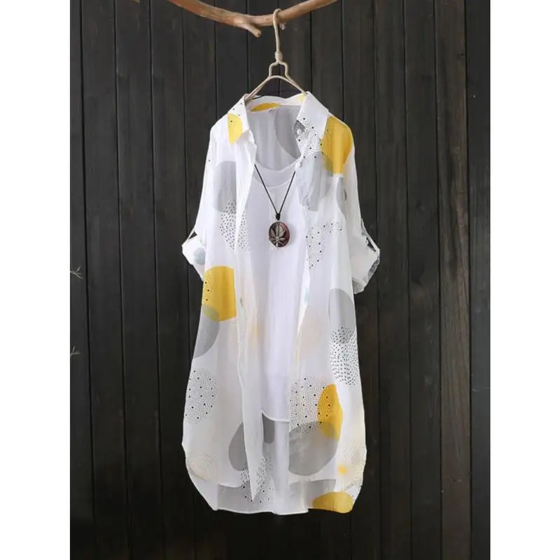 

Loose Fit Printed Sun Shirt Women's Fashion Summer Casual Shirt Princess Sleeve Other Material 100% Non-deformable