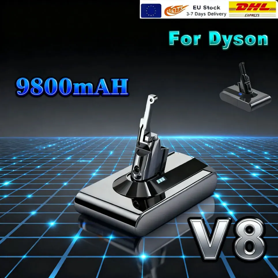 Für Dyson V8 Absolute Kabelloser Staubsauger Ersatzakku Handstaubsauger-Akku 21,6V 9800mAh, 100%