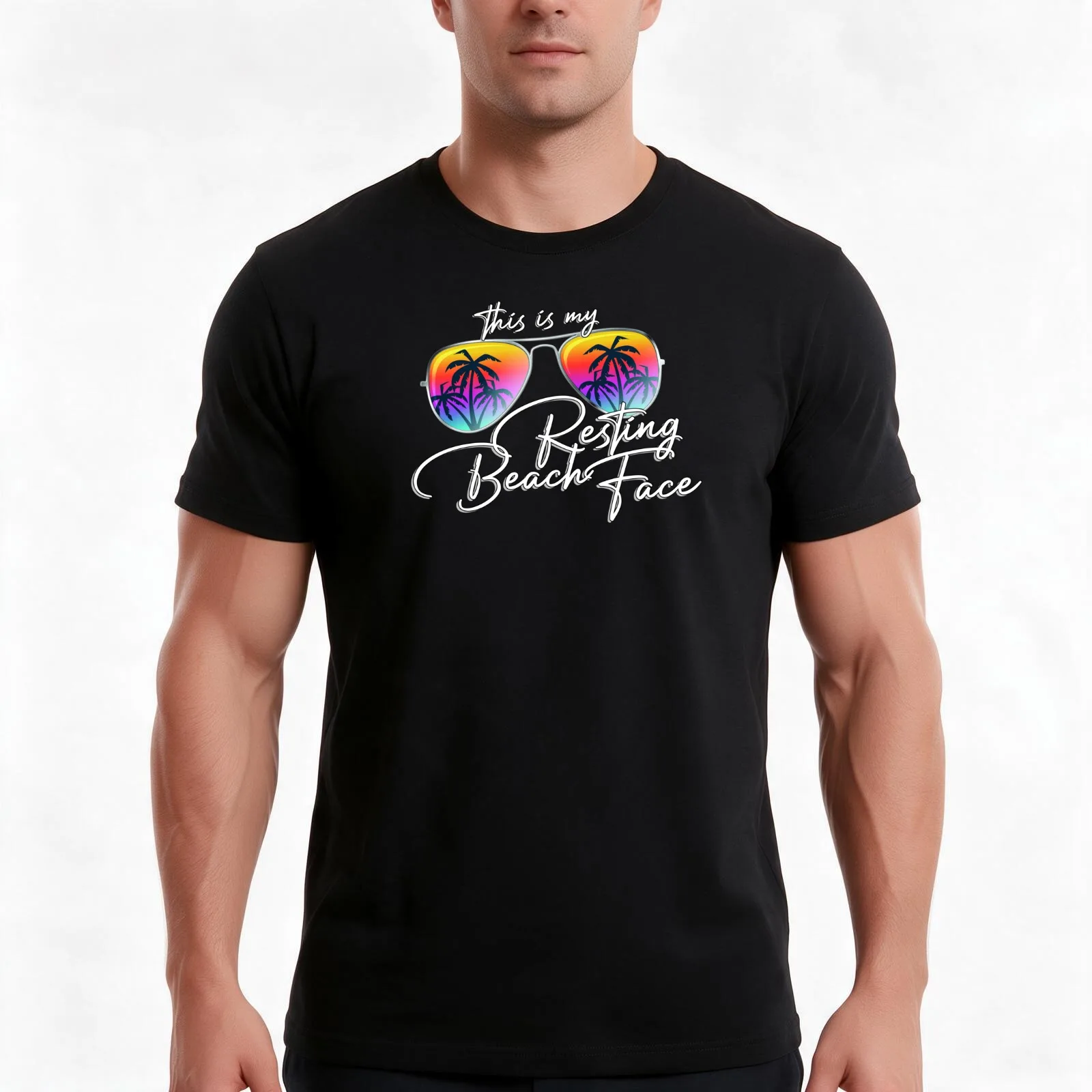 This Is My Resting Beach Face T-Shirt, Summer Casual Cotton Tee, Oversized Streetwear Tops, Vintage Graphic Print, 100% Cotton