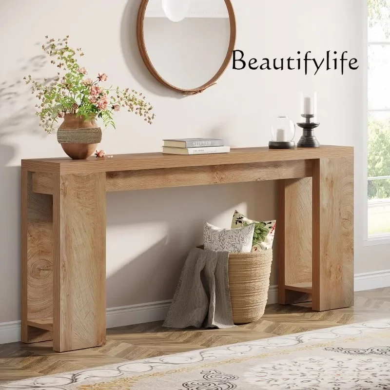 DL Wabi Sandy Wind Solid Wood Entrance Table Light Luxury American Retro Home Entrance Wall Entrance Table Hotel Decorative Tabl
