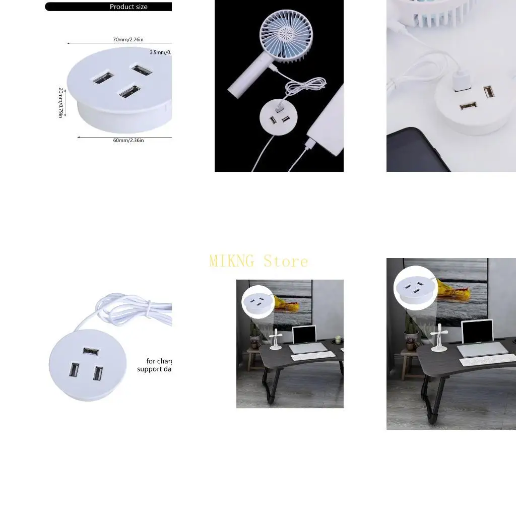 

USB2.0 Hub Desktop Grommet Hole 3 Port для улучшенного доступа к USB-устройствам и организации кабелей, лучшая распродажа