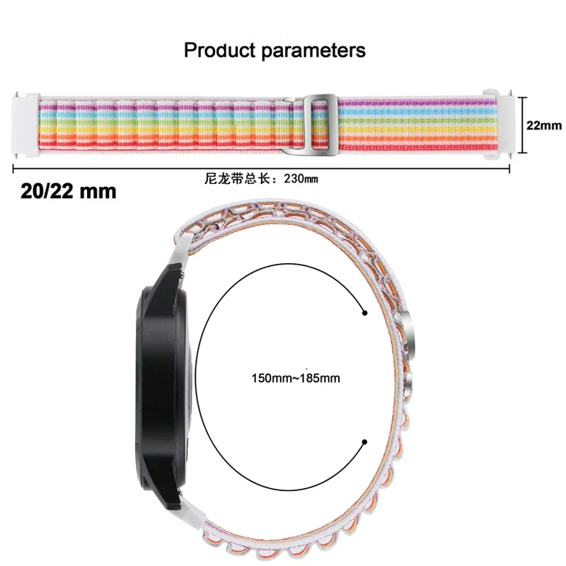 Gelang jam tangan Samsung, 22mm 20mm Alpine Loop untuk jam Samsung Galaxy 7 6 5 4 klasik aktif 2 Gear S3 olahraga tali nilon Huawei GT4 gelang