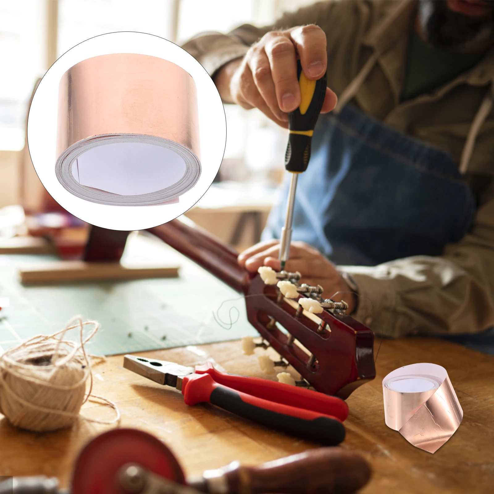 

Electric Guitar Bass 5M Copper Foil Tape Conductive Shielding Noise Reduction Interference Elimination Self Adhesive Single