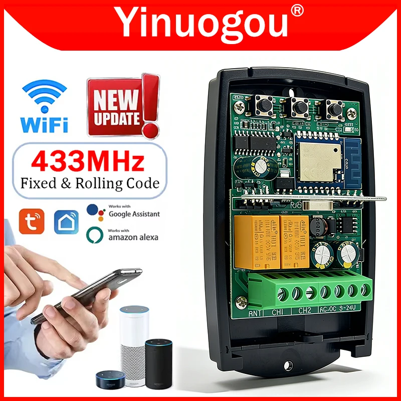 

Универсальный 433МГц Tuya WIFI пульт дистанционного управления для гаражных ворот, приемник 433,92 МГц, модуль умного переключателя, контроллер, реле, приемник