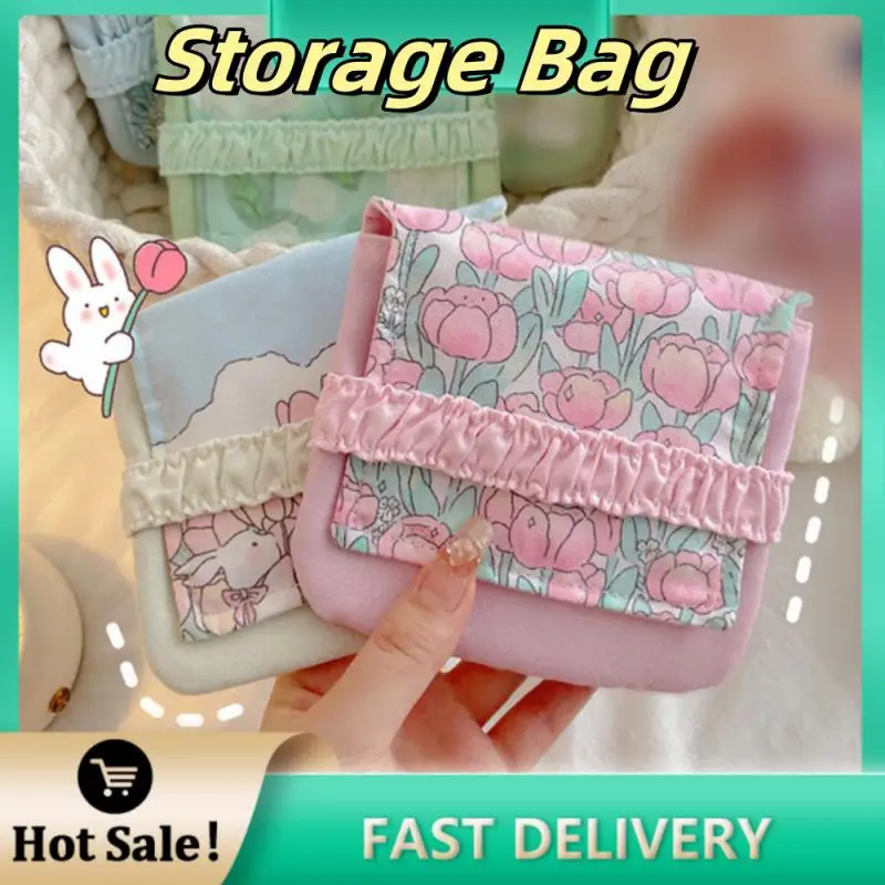 Women Sanitary Napkin Tampon Storage Bag Portable Organizer Pouch Cartoon Pattern Sanitary Napkin Bag Sanitary Pad Monthly Bag