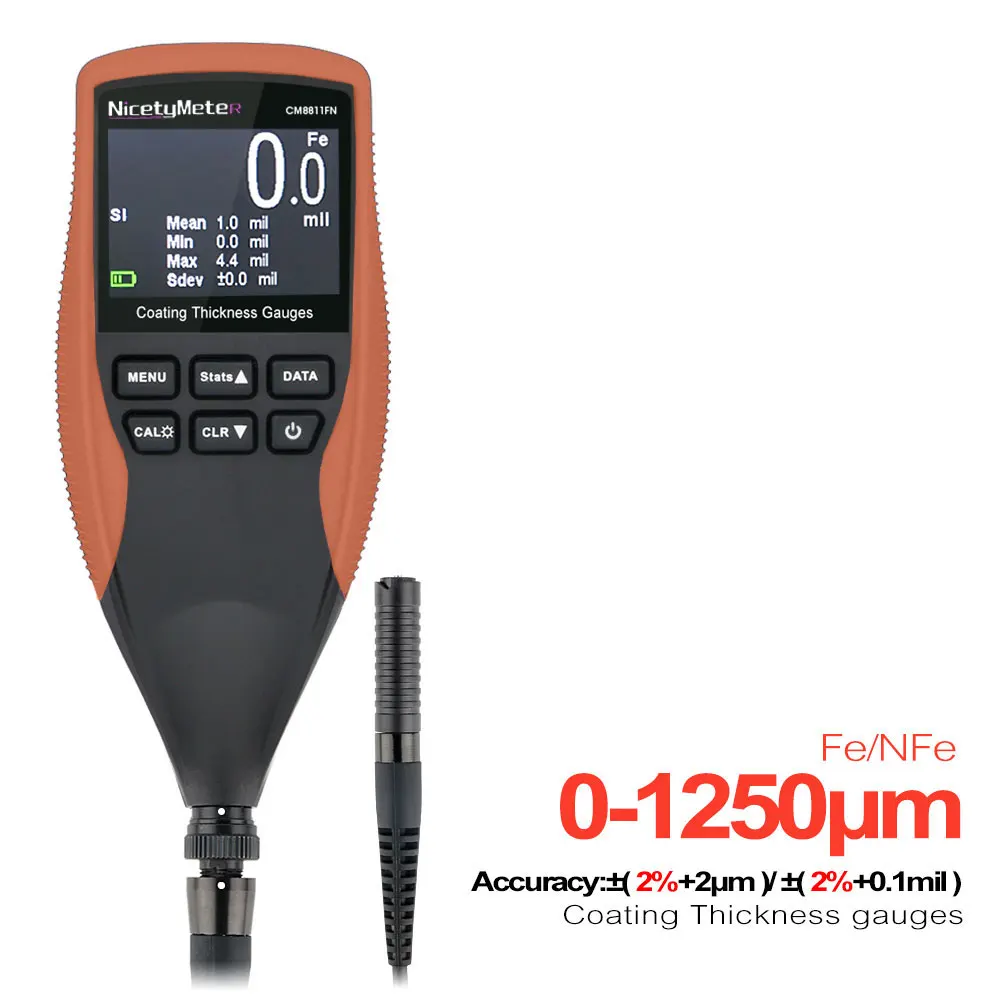 2026 Nicety Professional Automotive Car Paint Thickness Gauge of Paint and Varnish Film Coating for Meter CM8811 Fe NFe 2 in 1