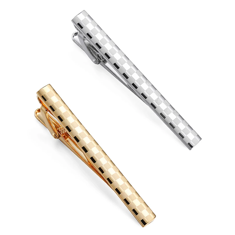 New copper material laser grid tie clip fashion brand men's wedding suit tie pin clothing accessories accessories