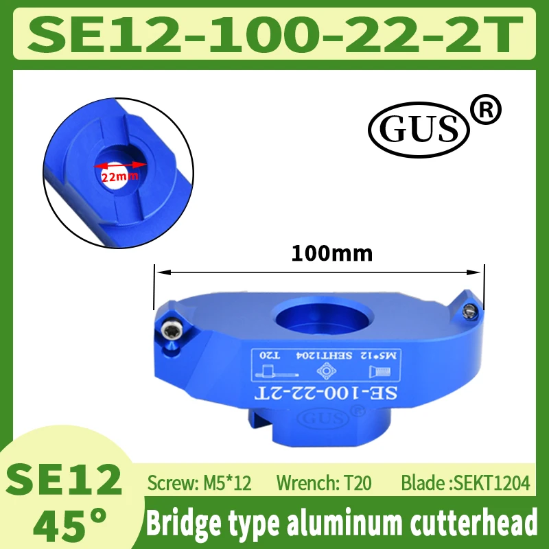 SE12 45°Bridge type aluminum cutterhead 80-350mm Face Milling Cutters Tools Blade SEKT1204 Tool holder FMB series collet milling