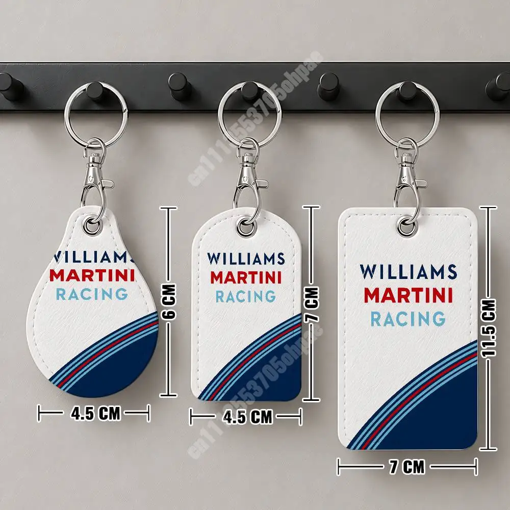 M-Martini-S Racing Livery Stripes Leather Keychain Card Holder for Airtag & ID Cards Business Bag Charm
