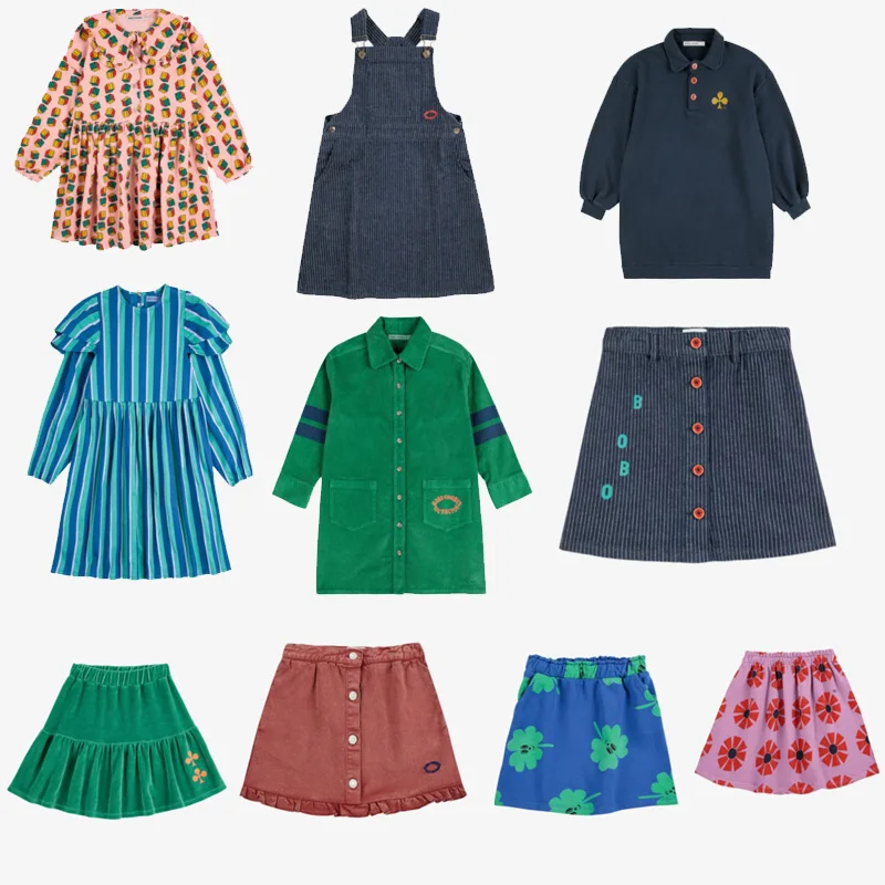 

in stock 2025 Autumn Winter BC Boys Girls Cute Skirts Print Boys Pants Girls Dress Sets Flower Girl Dresses Baby Girl Dress