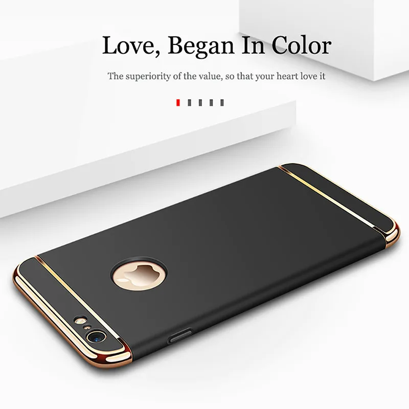 Luxury Gold Hard Case for iPhone 8 7 6 6s 5 5s SE X Back Cover Xs Max XR 11 12 13 Pro Removable 3 in 1 Phone Bag