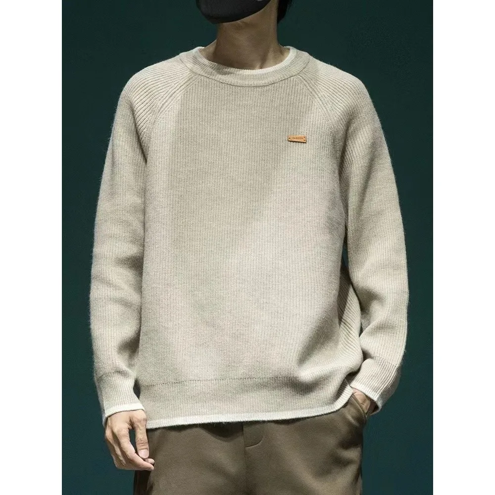 

Retro American Knitwear Men's Autumn Winter Thiened Loose round Ne Casual Outerwear Comfortable Soft Long Sve Sweater