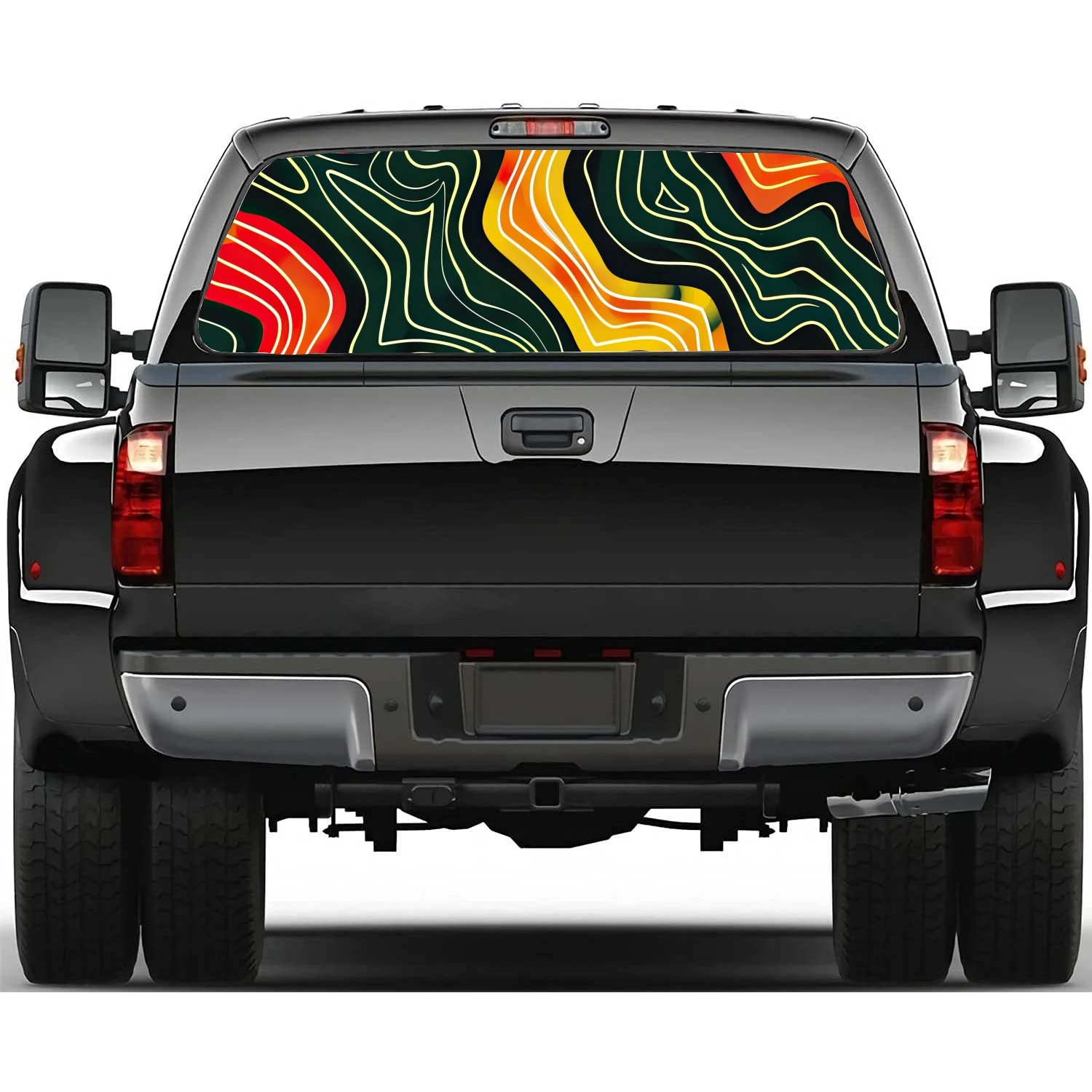 

Colorful Rainbow Lines Car Rear Window Decal Fit Pickup,Truck,Car Universal See Through Perforated Back Window Vinyl Sticker
