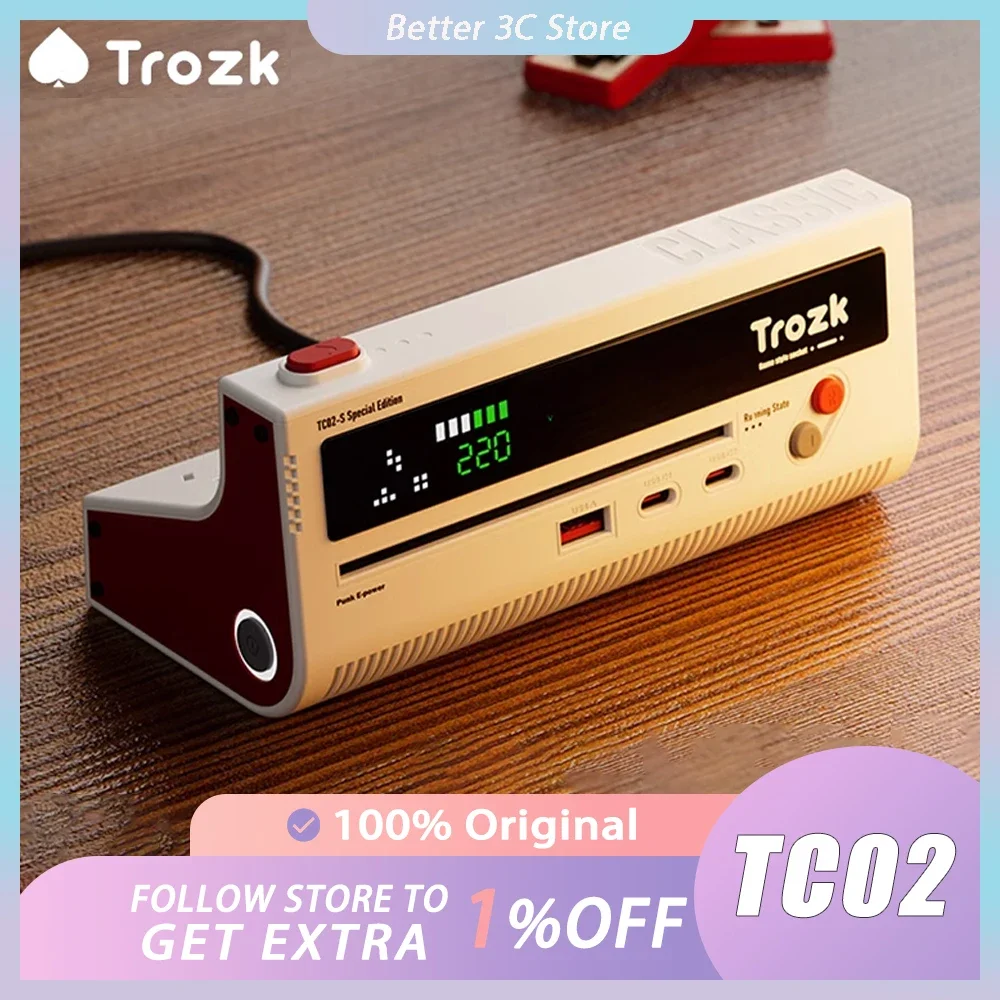 

Trozk TC02-45W Multi Functional Fast Charger Station Power Socket LED Screen Battery Display Retro Game Style Electrical Socket