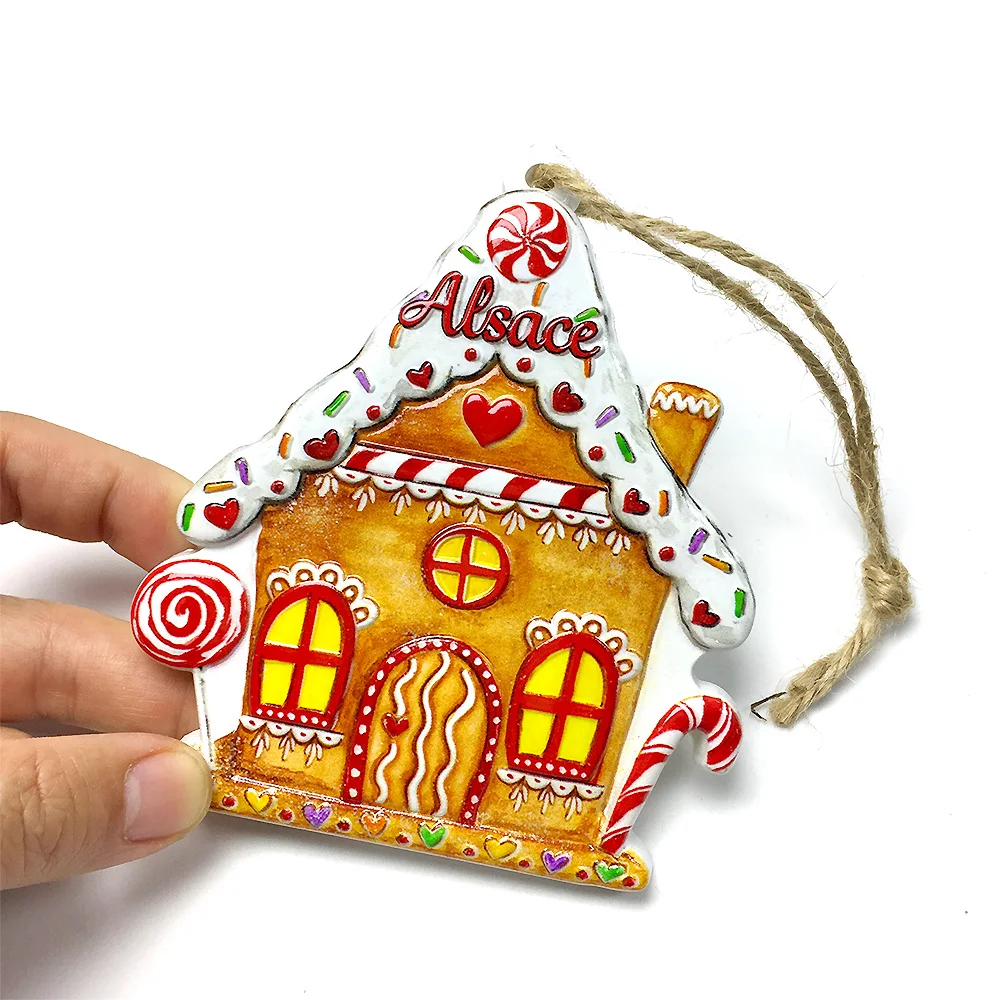 

Resin Material Alsace Gingerbread House Design Fridge Magnet - Christmas Decoration Kitchen Ornament