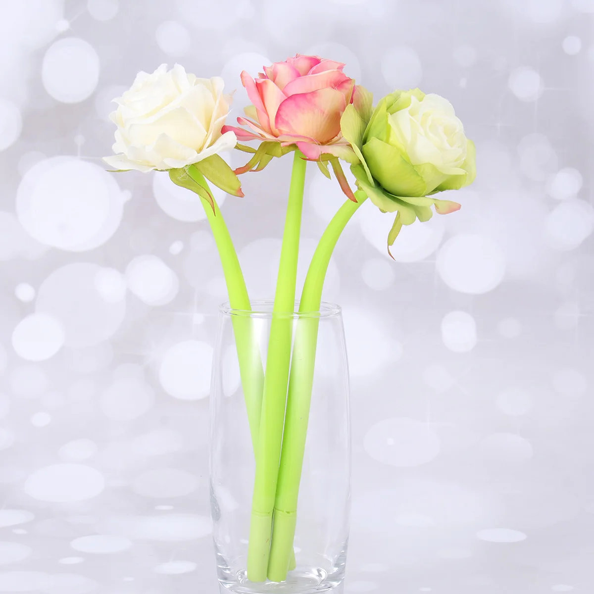 

3 Pcs Gel Pen Flower Rose Ink Pens Flowers Ballpoint Black Floral Rubber Cute