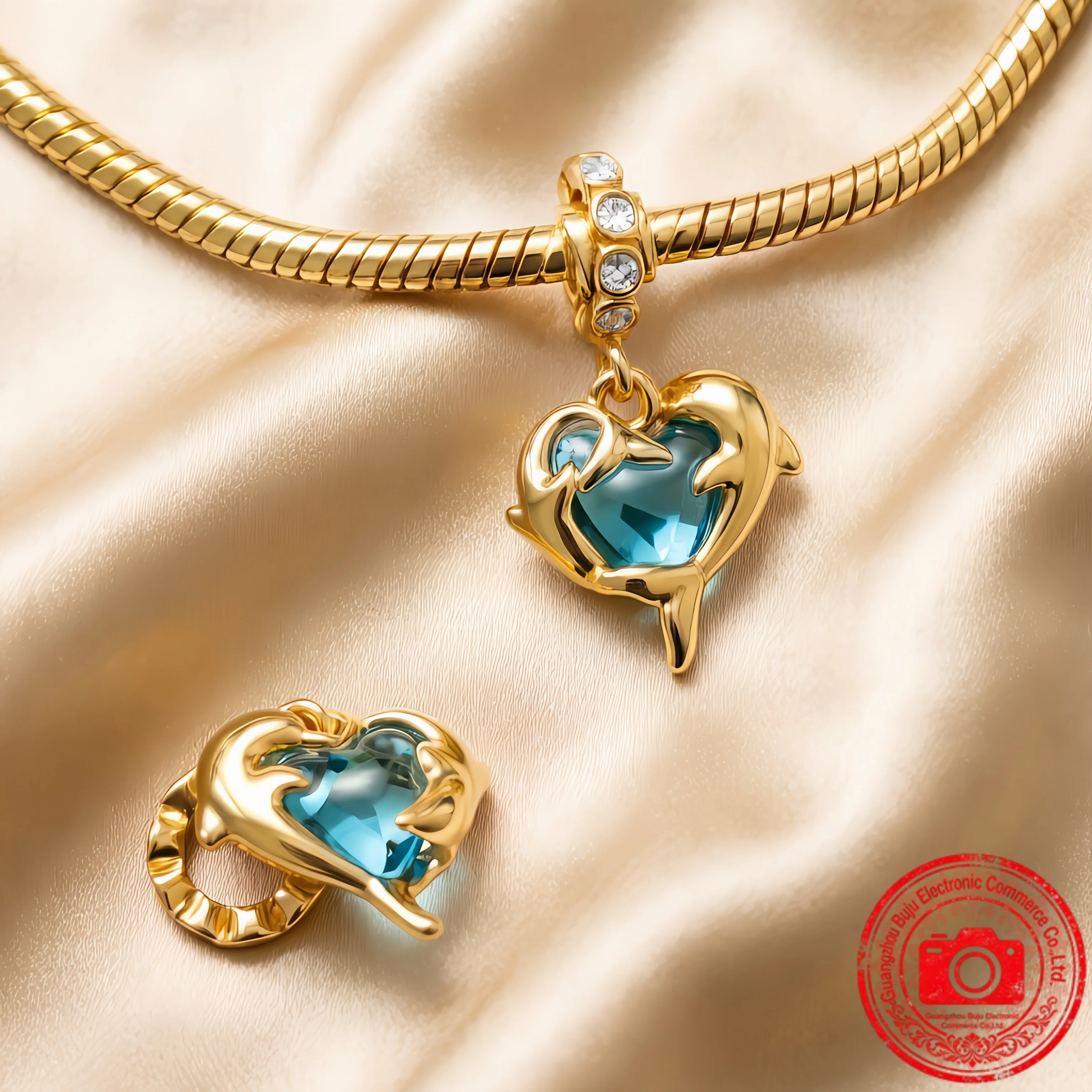 Original Charm Beads,Blue Murano Glass Dolphins Dangle&Snowdrop Flower Dangle Charm Bead Fit Pendant Bracelet Women Jewelry Gift