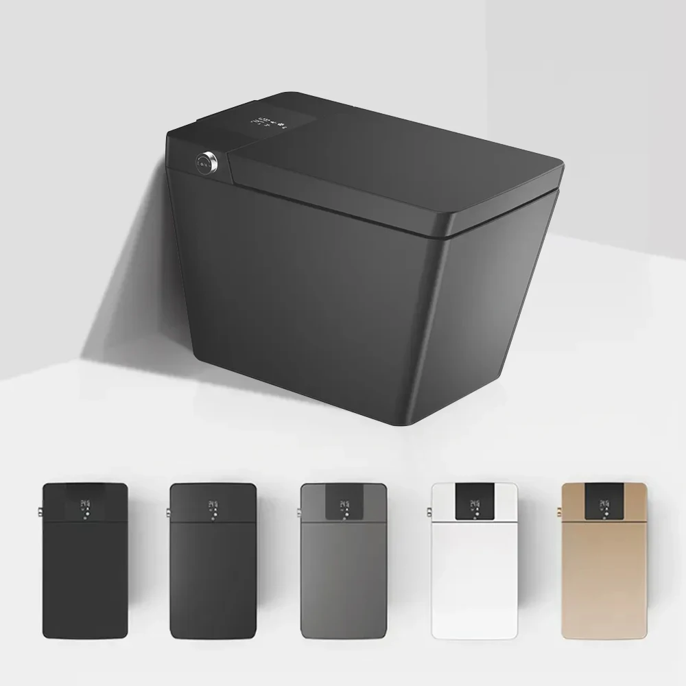 

Modern Bathroom Ceramic Black Smart Automatic Intelligent Bidet Toilets One Piece Tankless Toilet With Remote Control