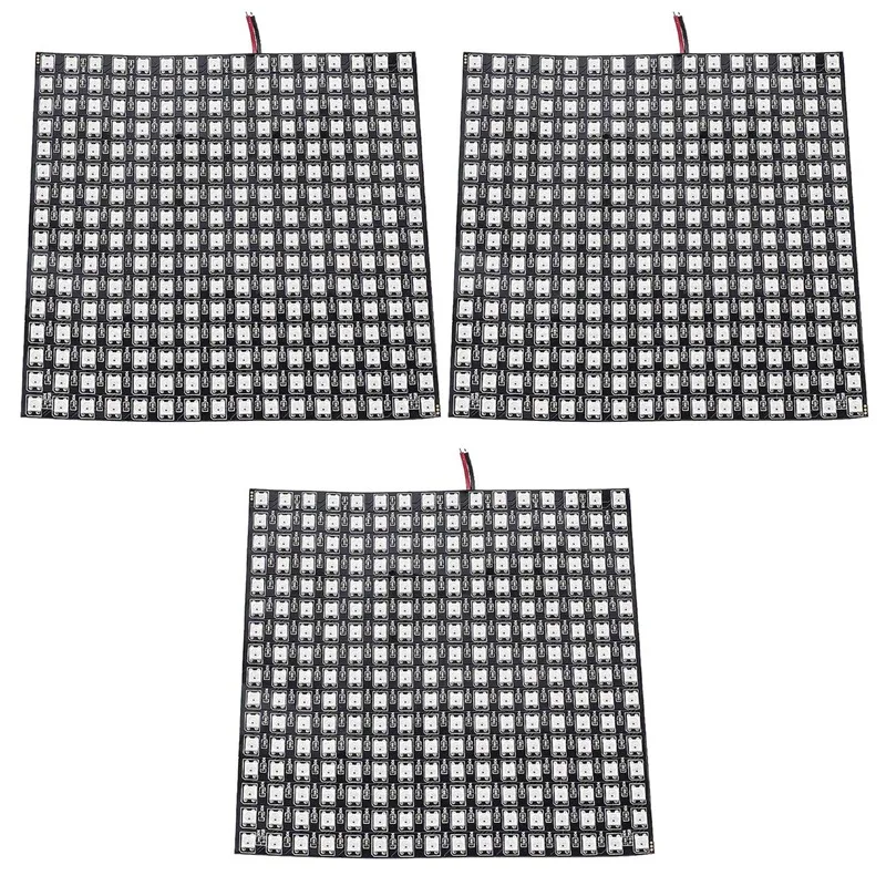 3X WS2812B LED RGB Flexible Pixel Panel 16X16 Individually Addressable Panel Light LED Module Matrix Screen