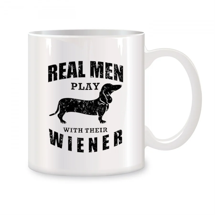 

Real Men Play with their Wiener Mugs For Dad Son Daddy HUsband Father Birthday Gifts Novelty Coffee Ceramic Tea Cups White 11 oz