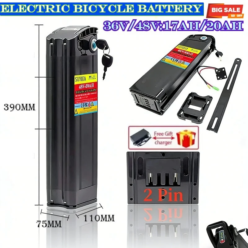 

36V 48V 20Ah Battery 18650 Lithium Rechargeable Battery Built-in Bms for Silverfish 250W-750W Bafang Motor Kit with Charger