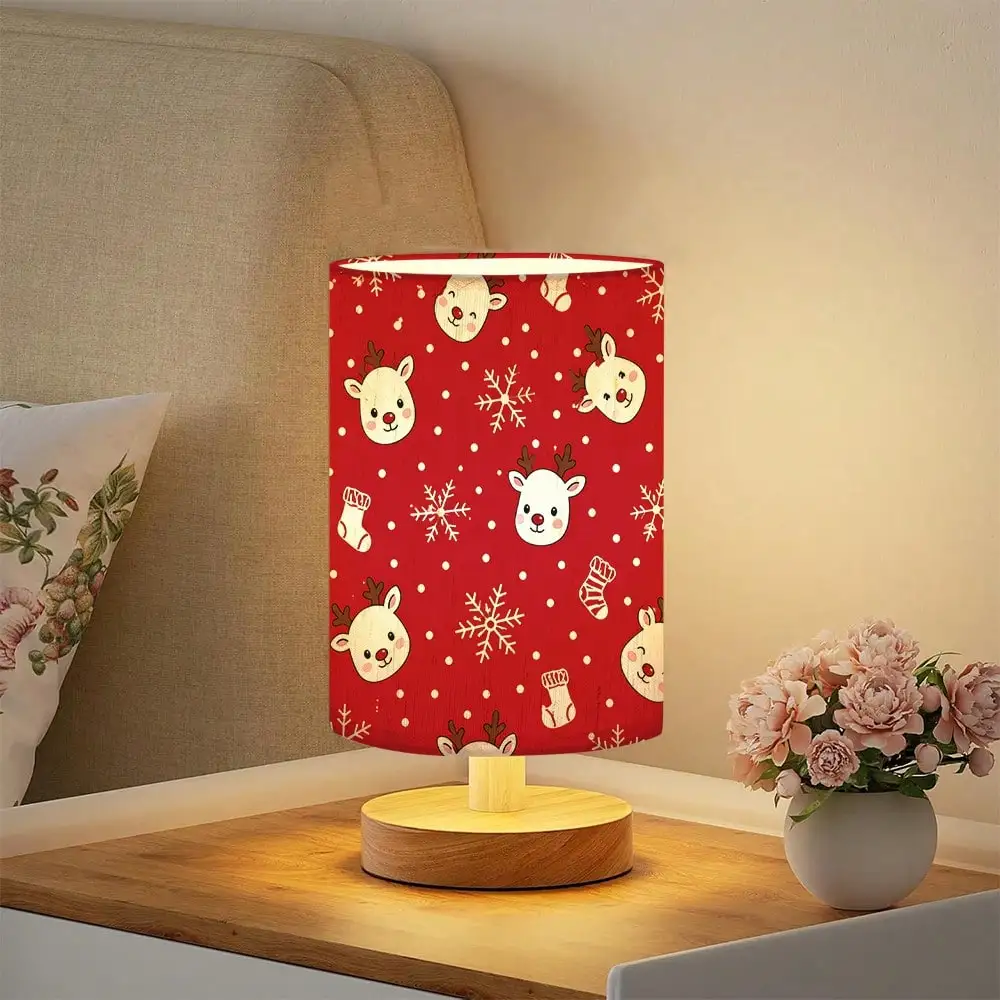 1pc Cute Reindeer And Snowflake Pattern Table Lamp, Modern Bedside Night Light, USB Powered Desk Lamp With Soft Warm Light, Decorative Lamp For Bedroom Living Room Office, Perfect Gifts For Birthday Holidays.